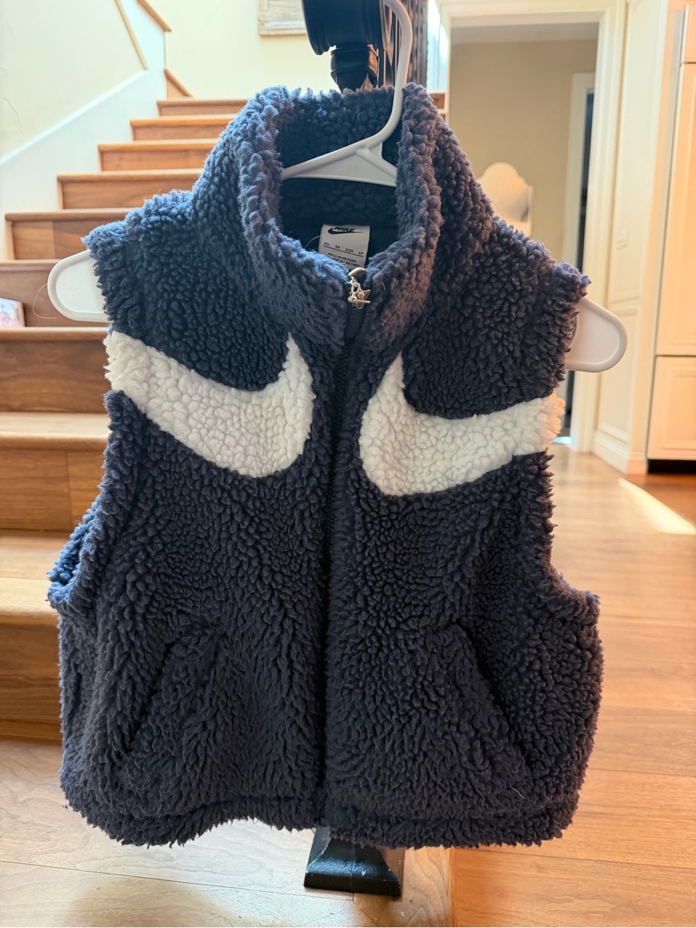 Nike Kids Navy Sherpa Vest with White Swoosh Accents